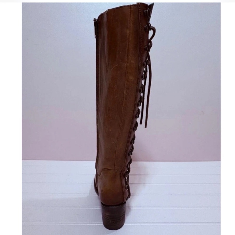 FREEBIRD by Steven Wyatt Cognac Brown Leather Lace-Up Riding Boots Size 6 - Picture 5 of 7